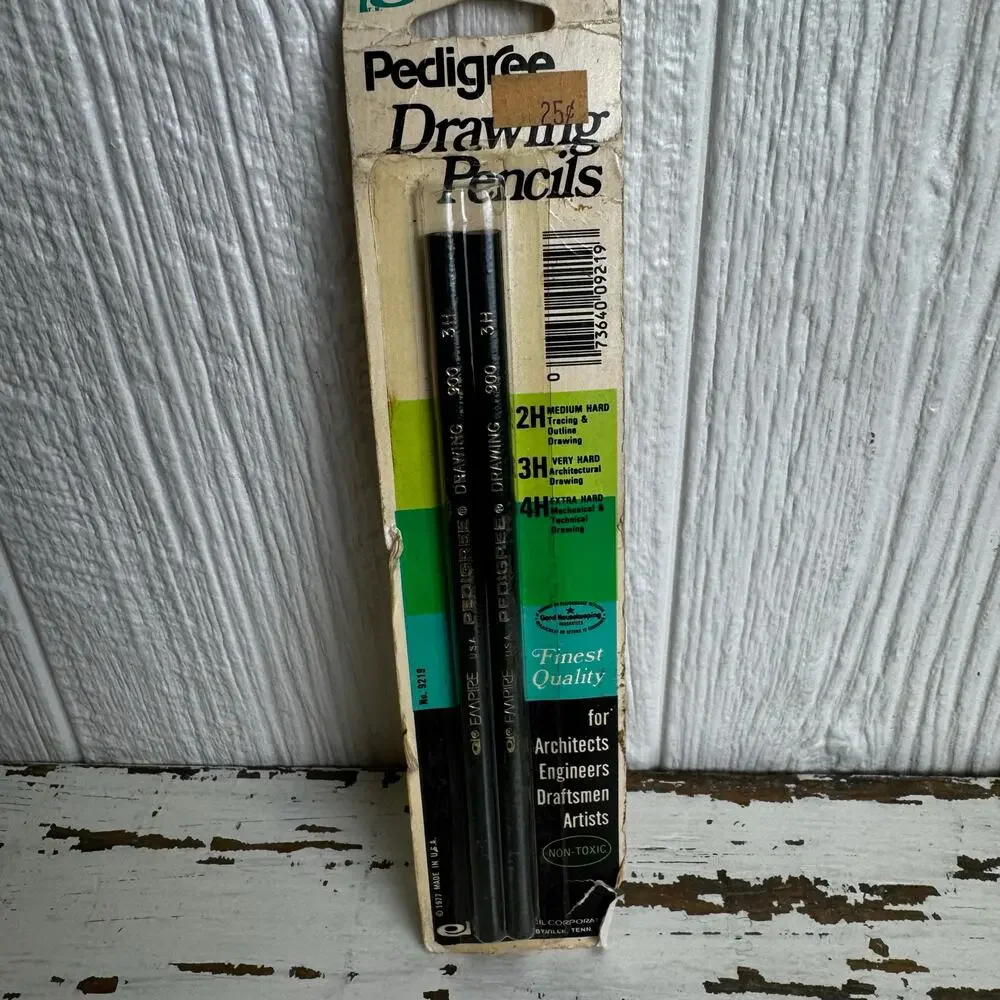 Pedigree Drawing Pencils Vintage Empire 1977 Architect 900 3H Very Hard 2 Pack